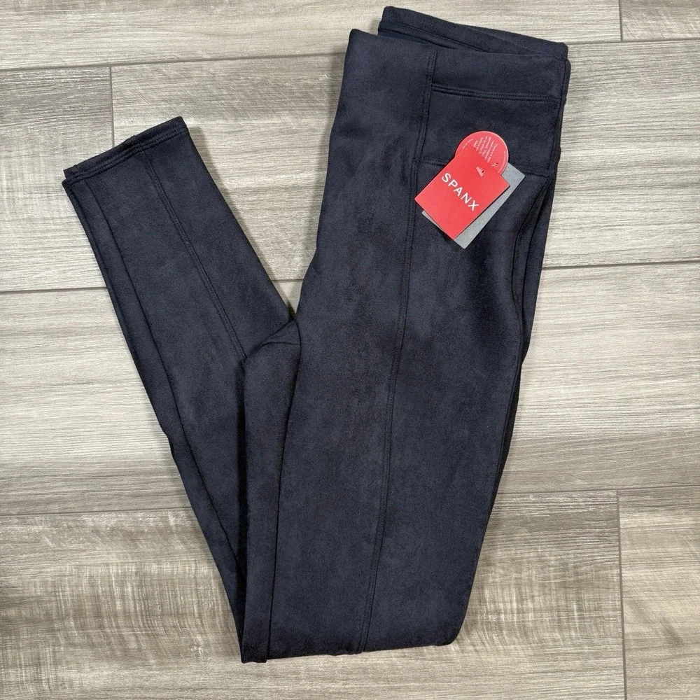 SPANX Womens Faux‎ Suede Classic Navy Shaping Leggings Size Small 20322R NEW
